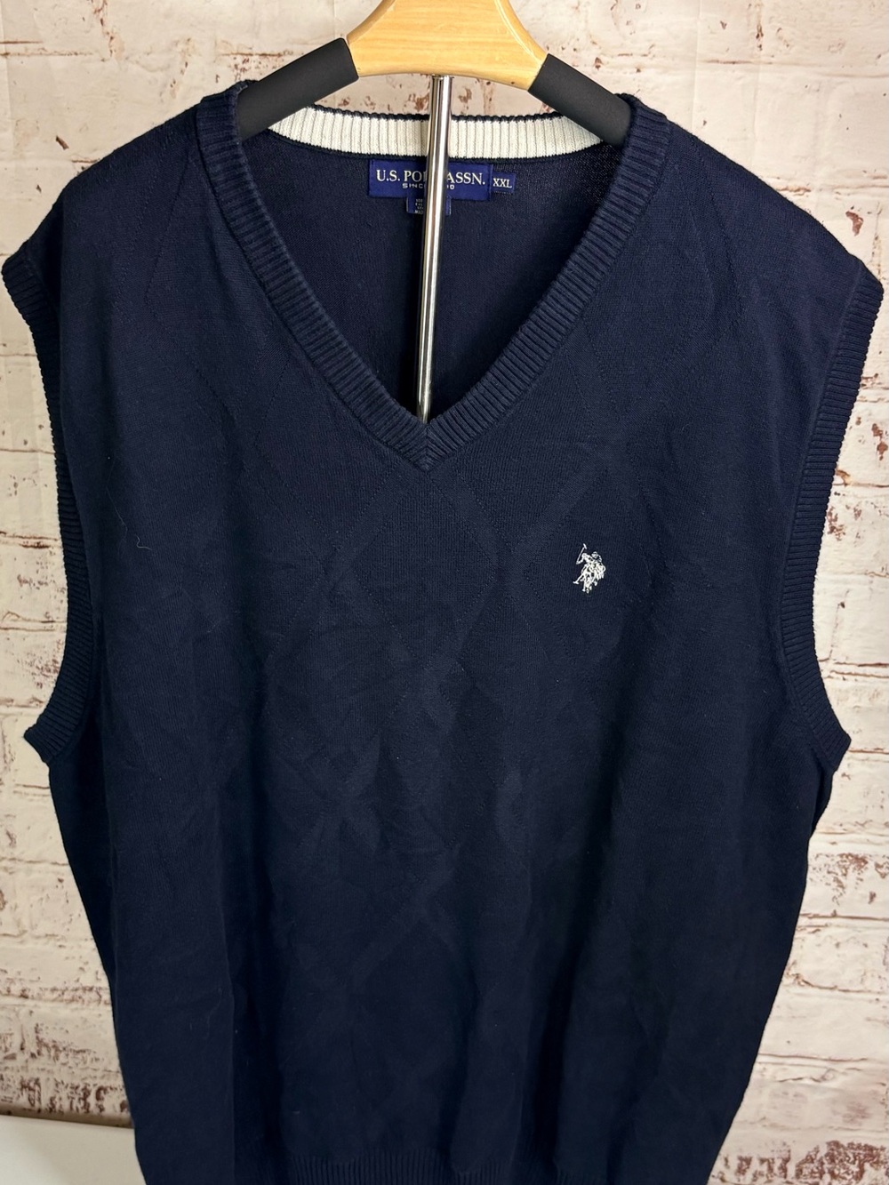 U.S. Polo Assn. Navy Blue V-Neck Knit Sweater Vest